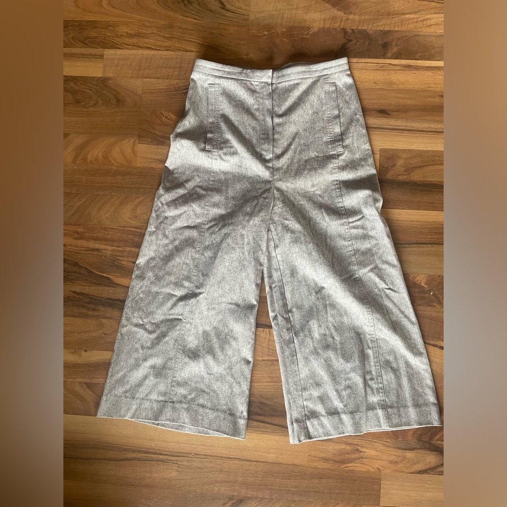 Babaton Wool Grey Culottes Wide-Leg Pants
